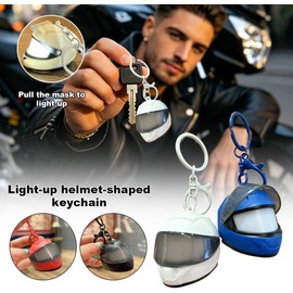 Llavero de casco de motocicleta con luz – Mini llavero realista 3D con visera brillante para motociclista, hombres y mujeres