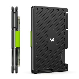 MIFANYO Wallets for Men, Minimalist Card Holder with Cash Strap, Slim Metal Wallet, RFID Blocking, Front Pocket, Modern Modular Design, Black, L04