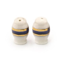 MyTinyWorld Dollhouse miniature blue and metallic gold salt and pepper pots