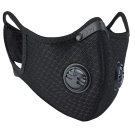 GreenStorm Nylon Mesh Face Mask w/ Replaceable PM2.5 HEPA Carbon Filter (Solid Black)