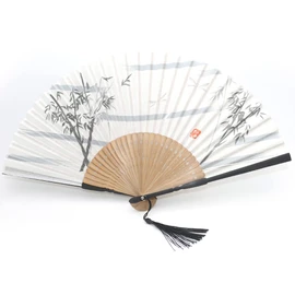 1SourceTek Folding Hand Held Fan 8.27"(21cm) with Fabric Sleeve Protection For Gifts and Wall Decoration - Japanese Retro Style