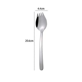 MBB 6-Pack Sporks Salad Forks Noodle Spoon Stainless Steel Spork Long Handle for Fruit Appetizer Dessert Flatware Dinnerware Set Modern Silver