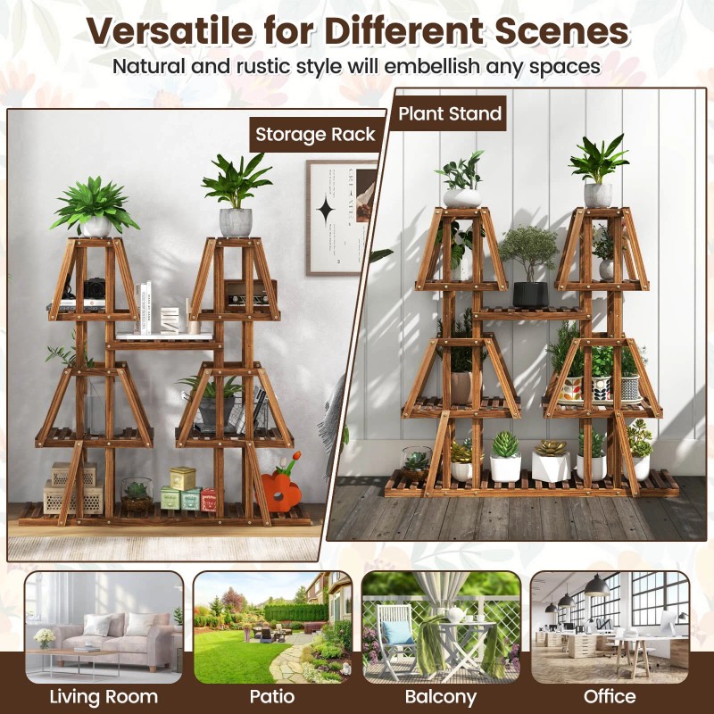 Costway 5-Tier Wood Plant Stand 10 Pots Plant Display Rack