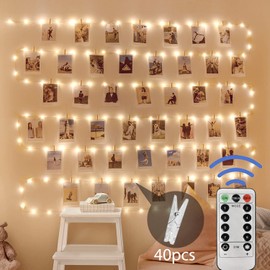 Oreunik Fairy Lights for Bedroom, [2 Pack] Each 120LED 12M USB Plug in Fairy Lights With 40 Photo Clips,Copper Wire Waterproof Hanging Fairy Lights With Remote Timer,Party,Wedding,Birthday,Christmas Decor
