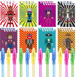24-Piece Robot Blocks Party Gifts, 12 UV Invisible and 12 Robot Blocks Notebook, Robot Blocks Birthday Gifts for Children