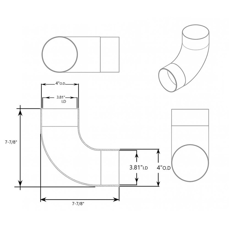 Big Horn 11312 3-Inch 90-Degree Elbow