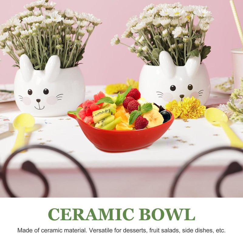 Zerodeko Strawberry Ceramic Bowls Porcelain Fruit Shape Serving Bowls Deep