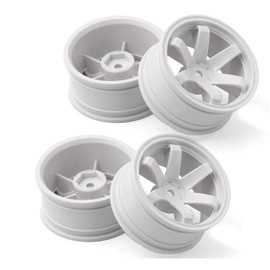 Chanmoo 1/10 RC Rally Racing Wheels 12mm Hex Hard Plastic On Road Hubs Rims for 1:10 Scale Drift Car Tires Tamiya TT01 TT02 XV01 A959 PTG2 144001 HPI KYOSHO HSP PTG2 Touring Street Tyres 4PCS (White)