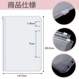 10 Binder Pockets A5 Clear Binder 6 Holes Zipper File Bag Waterproof PVC Loose Leaf Document Filing Bag Refill Replacement Multi-functional Stationery Small Storage Organizer Storage Anti-lost Portable Clear