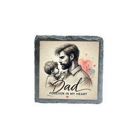 Dad Slate Coaster – Forever in My Heart Sentimental Gift for Fathers (slco-kf25-3555)