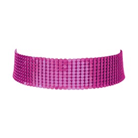 COLORFUL BLING Punk Wide Mesh Metal Sequins Choker Necklace Multicolor Shiny Thick Rhinestone Short Collar Choker for Women Prom Party Costume Jewelry-rose
