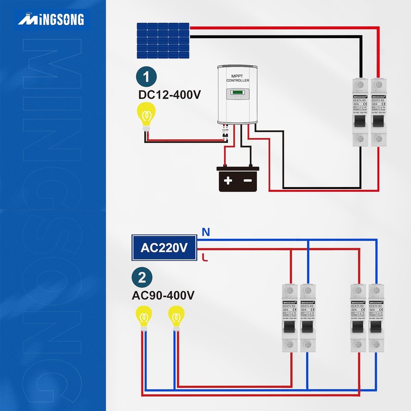 MINGSONG DC Solar Panels Disconnect Switch 32 Amp Solar Shut