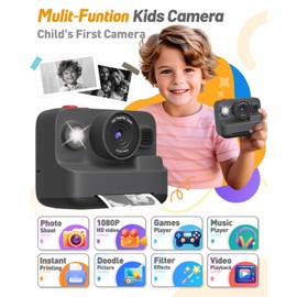 Yehtta Kids Camera Instant Print, Christmas Birthday Gifts for 3-12 Year Old Boys Girls, 2.4in Screen 1080P Kids Digital Camera Toys for Kids Age 3 4 5 6 7 8 9 10 with 3 Rolls Print Paper 32G Card