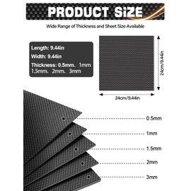 100% 3K Carbon Fiber Sheet Lanstics Carbon Fiber Plate Carbon Fiber Laminate Plate Plain Weave Panel Sheet 1.5MM Thickness Glossy Surface 240X240X0.5MM 1.0MM 1.5MM 2MM 3.0MM