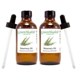 Rosemary Essential Oil - 4 fl oz (Pack of 2) - 100% Pure Essential Oil - Amber Glass Bottle w/Glass Dropper - GreenHealth