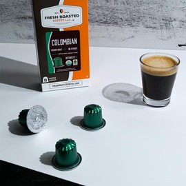 Fresh Roasted Coffee for Nespresso OriginalLine, Single Origin Organic Colombian Tolima, Medium, 60 Count Aluminum Capsules