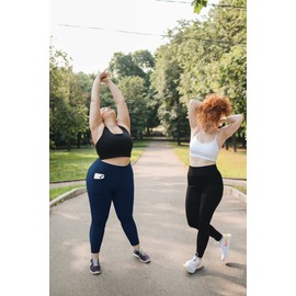 MOREFEEL Plus Size Leggings for Women with Pockets-Stretchy X-5XL Tummy Control High Waist Womens Leggings Workout Navy Blue Yoga Pants