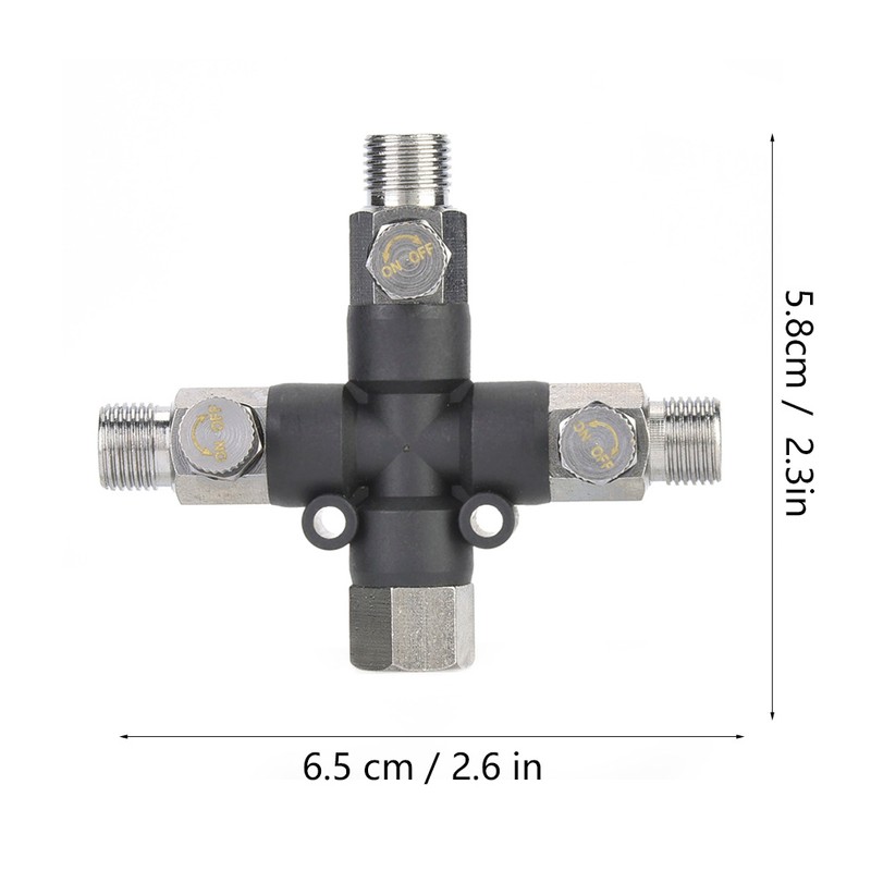 1/8 Three Way Adjustable Metal Air Hose Splitter Airbrush Fitting