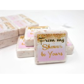 12 Pink and Gold Glitter Soap Favors - 1.5oz Soap Favors - Pink and Gold Shower Favors - From My Shower To Yours Soaps - Girl Baby Shower Soaps - Bridal Shower Soaps