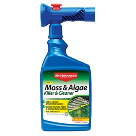 BioAdvanced 2-in-1 Moss and Algae Killer for Lawns, Roofs, Patios, Decks, Roof Moss Killer, Deck Cleaner and Mildew Remover, 32 oz