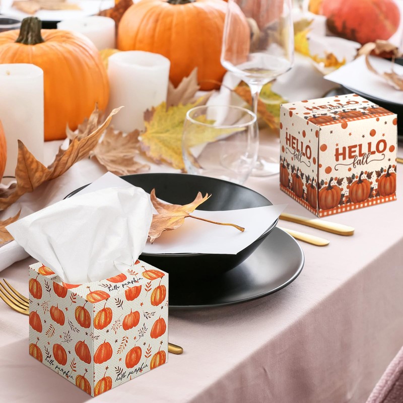 Bencailor 12 Pack Fall Pumpkin Facial Tissues Bulk,Orange,Hello Pumpkin