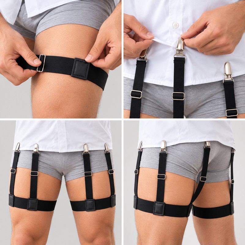 Adjustable Shirt Stays for Men – Elastic Shirt Holders with