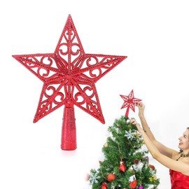 Christmas-Decorations-Ornament Christmas Tree Topper Star - Vintage Classic Plastic Hollow Out Decoration - for Christmas Tree Decorations, Nativity Celebrations, and Christmas Baubles