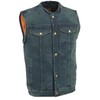 Milwaukee Leather Men's Snap Front Denim Club Style Vest w/Gun