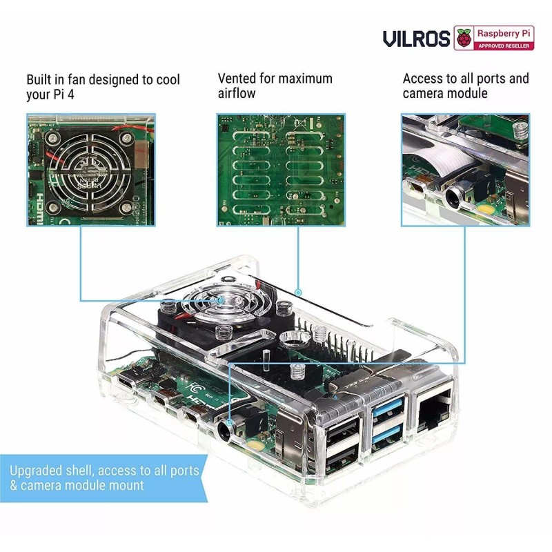 Vilros Raspberry Pi 4 Compatible Case with Built in Fan