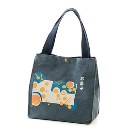 GNSN Japanese Canvas Cute Lunch Bags Box Handbag Pocket Retro (Navy Blue,One Size)