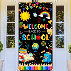Avezano Welcome Back to School Door Cover Back to School Party Banner First Day of School Front Door Banner for Back to School Classroom Party Decorations
