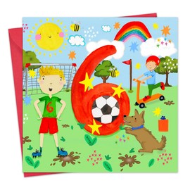 Twizler 6th Birthday Card for Boys - Football - Age 6 Happy Birthday Card - Sixth Birthday Card for Boy - Son 6 Year Old Childrens Card - Grandson Birthday Card Age Six