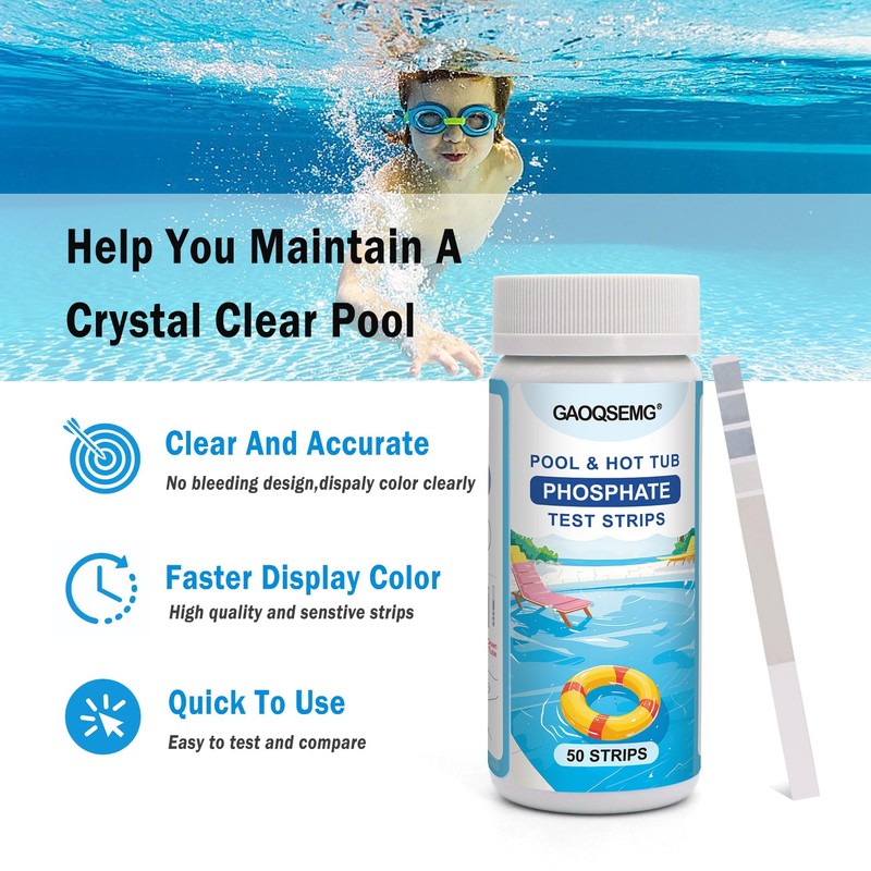 GAOQSEMG Phosphate Test Kit,Pool Hot Tub Phosphate Test Strips for