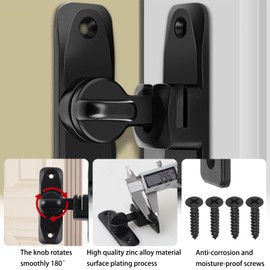 Door Bolt Stainless Steel 90°/180° Sliding Door Lock Black for Garden Kitchen Window Latch Door Bolt Door