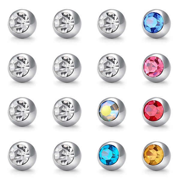 LAURITAMI Piercing Balls Set 14G Thread Surgical Steel Piercing Replacement