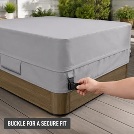 Square Waterproof Hot Tub Cover with Drawstring, Multiple Size Options
