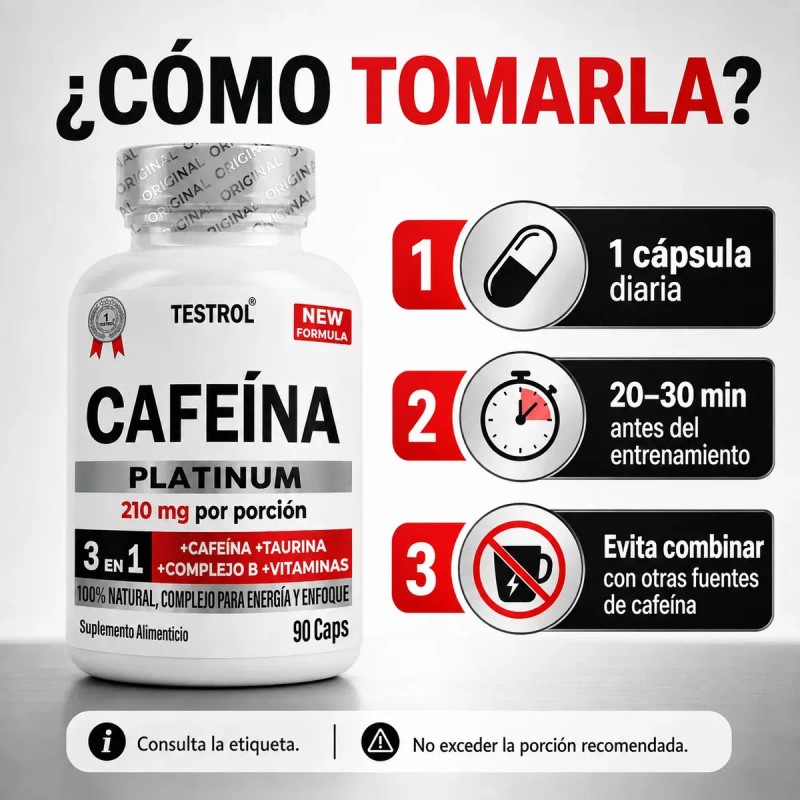 Cafeína 210 Testrol Platinum Cápsulas