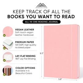 Reading Journal, Book Journal & Book Tracker - Best Gifts For Book Lovers & Gifts For Readers - 65 Book Reviews - A5, 5.8” x 8.3 - Pink - Productivity Store