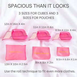 Vorgato Luxury- Packing Cubes Compression - Travel Packing Cubes - Suitcase Organizers - Luggage Organizers for Suitcase - Compression Packing Cubes - Packing Cubes for Suitcases 6 pc (Pink)