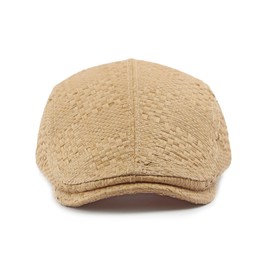 YAMEE Beret Men's Straw Summer Hat, Breathable, Beret Hat, Women's Vintage Leisure Cap, Flat Cap, Men's Adjustable, Newsboy Flat Cap, Unisex for Beach, Holiday, Gardening (55 cm - 59 cm), Dark khaki