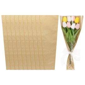 M METERXITY 100-Pack Flower Bags for Bouquets, Flower Bouquet Wrapping Paper Kraft Floral Wrapping Bags for Birthday/Wedding/Graduation, Flower Sleeves for Bouquets [8.7"x 24.8", Brown]