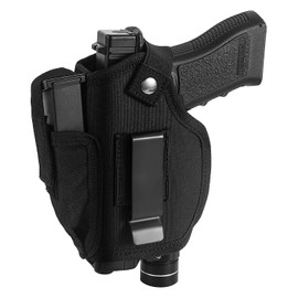LandFoxtac Gun Holster with Laser/Light, IWB/OWB Concealed Carry Pistols Holster with Mag Pouch Fits Most 9mm 380 45ACP, Gun Holsters for Men and Women Left/Right Hand, for Glock, S&W, Sig, and More