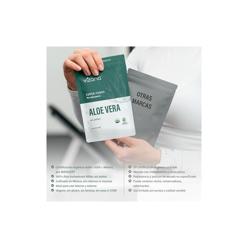 VIZANA NUTRITION | Aloe Vera Orgánica Certificada USDA en Polvo