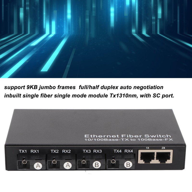 Ethernet Optical Switch 6 Ports 10 100Mbps RX1550 Tx1310nm LED