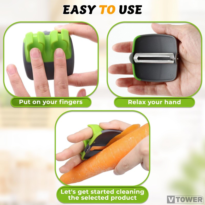 Finger Grip Vegetable Peelers for Kitchen - Silicone Kitchen Mini