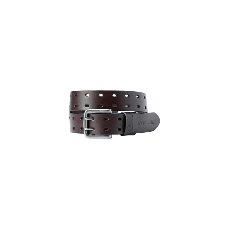 Volcom Men's Two Spike Leather Belt, Brown, 33
