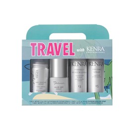 Kenra Professional Travel Kit | Includes Volume, Blow-Dry, Dry Texture & Perfect Medium Hair Spray | Adds Shine, Body, Protects, Smooths | 4 pc Haircare Set