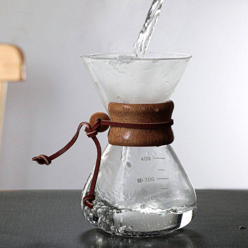Pour Over Coffee Maker 400ml Double Layer Filter V Spout