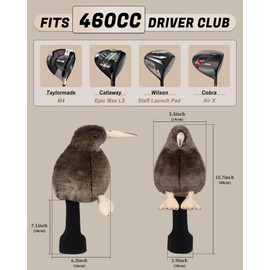 Golf Character Cover, Driver Cover, For DR, 460cc, Club Head Cover, Wood Cover, Long Neck Knit, Smooth Removal, Healing, Cute, Single Item, Kiwi Bird