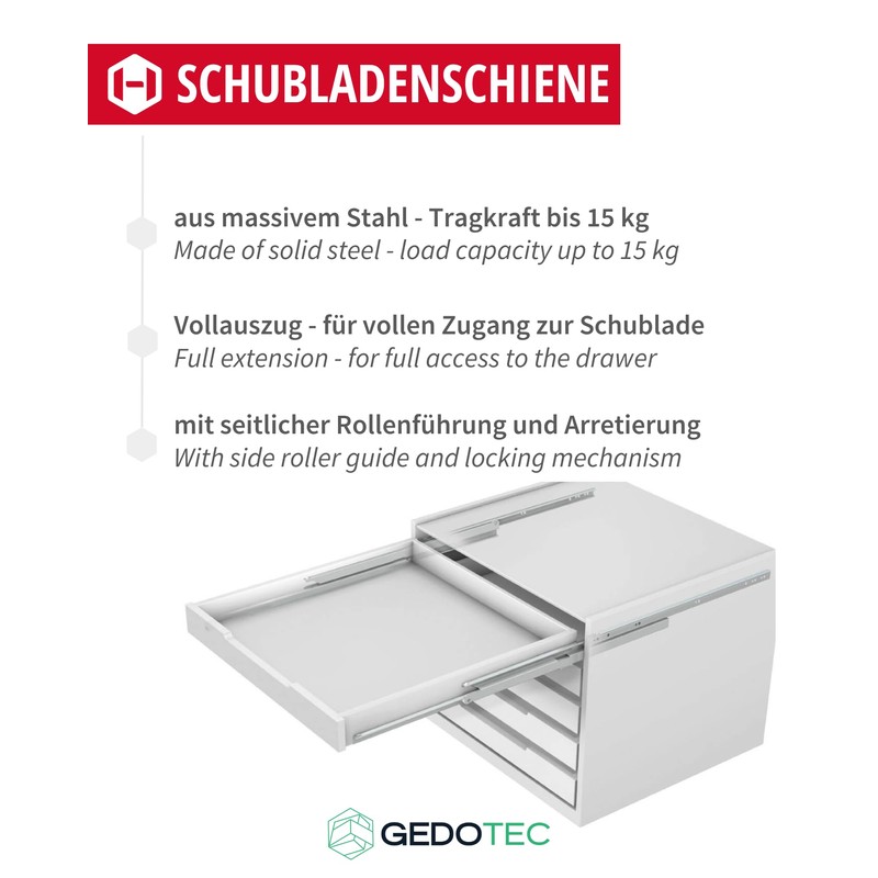 Gedotec Drawer runners with locking mechanism, full extension, 6041, 1